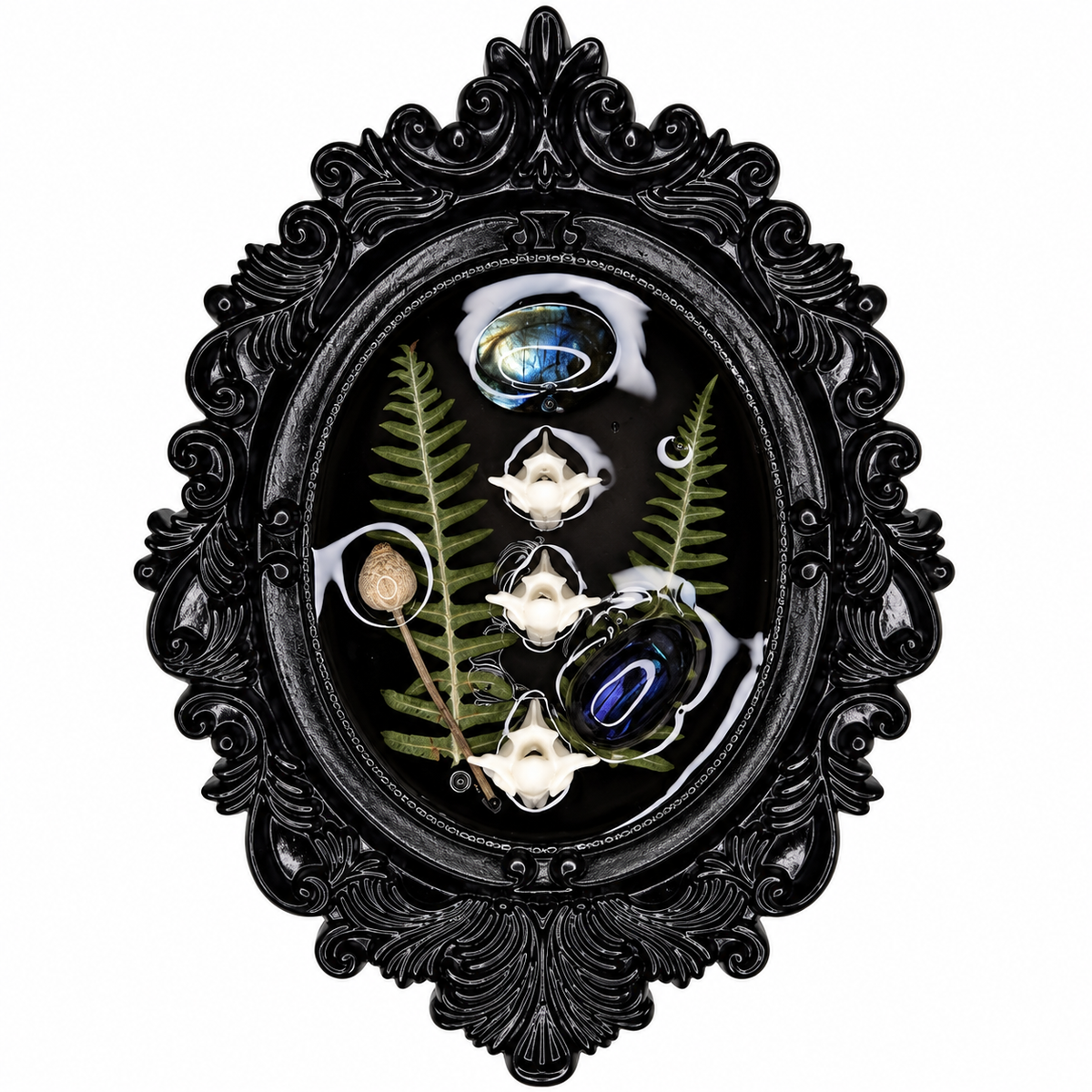Preserved Beetle, Botanicals, Labradorite & Snake vertebrae