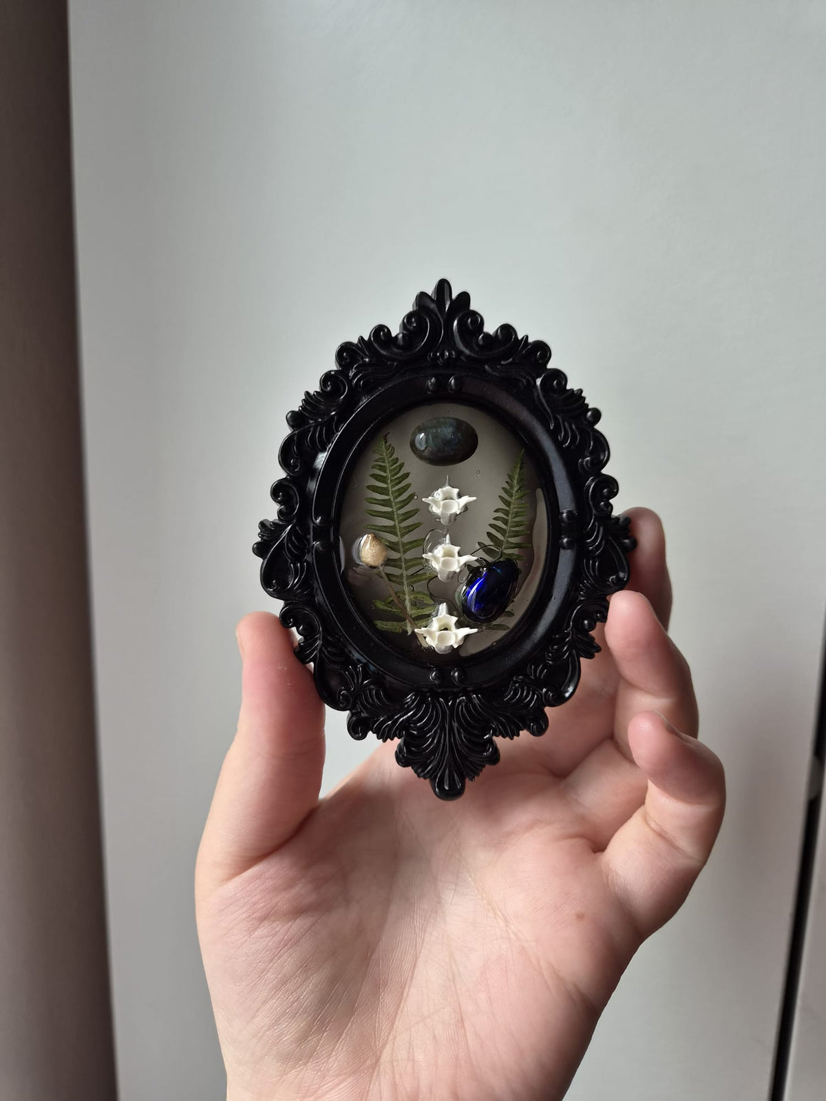 Preserved Beetle, Botanicals, Labradorite & Snake vertebrae